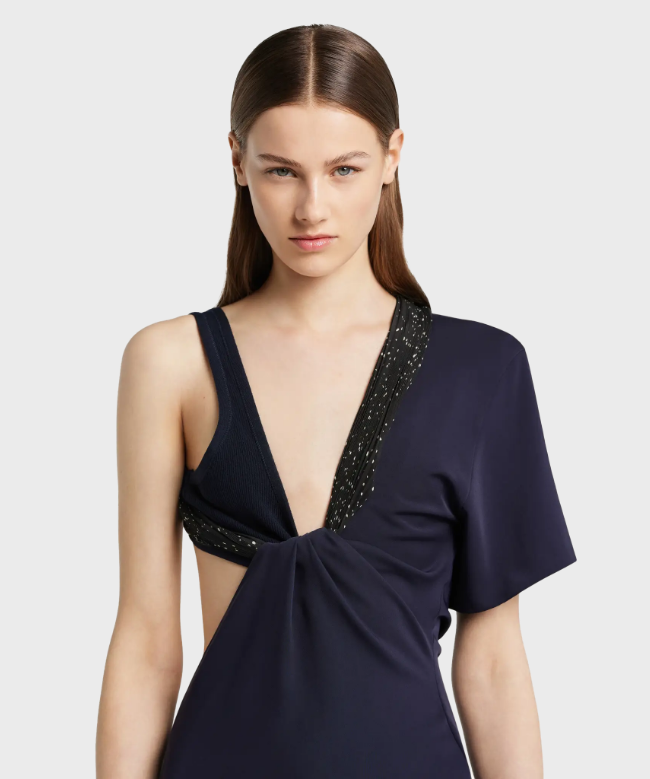 Location Robe de soirée Courrèges, modèle Twist Asymmetrical Navy 5