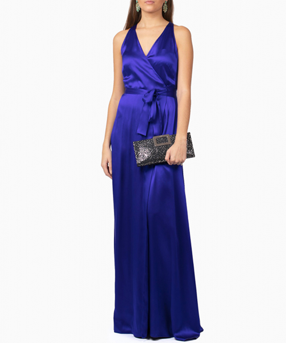 Location Robe de soirée Diane Von Furstenberg Paola Blue Wrap 3