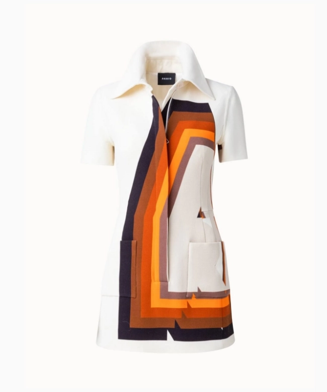 Location Robe de soirée Akris, modèle Zipe ecru printed 2