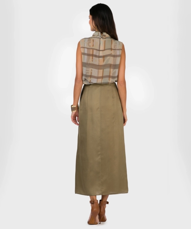 Location et Achat ensemble Giorgio Armani, modèle soie plissée vert 4