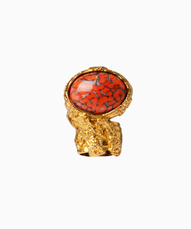 Location & Achat Bague Yves Saint Laurent, modèle Arty Cabochon Corail Circa 2000 1