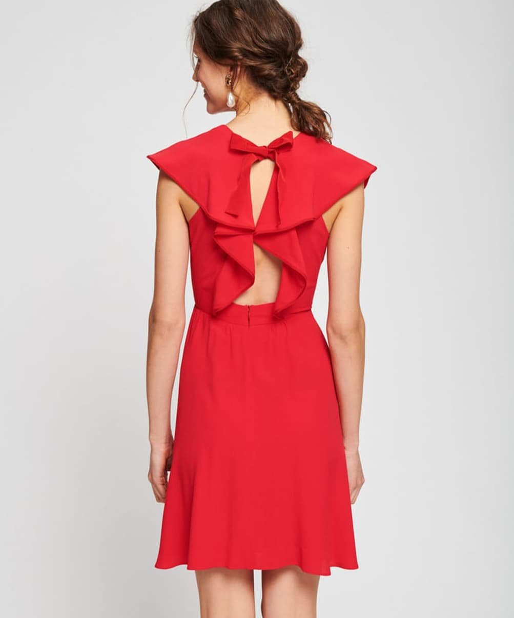 Location Tara Jarmon Robe Courte Rouge En Crepe 4