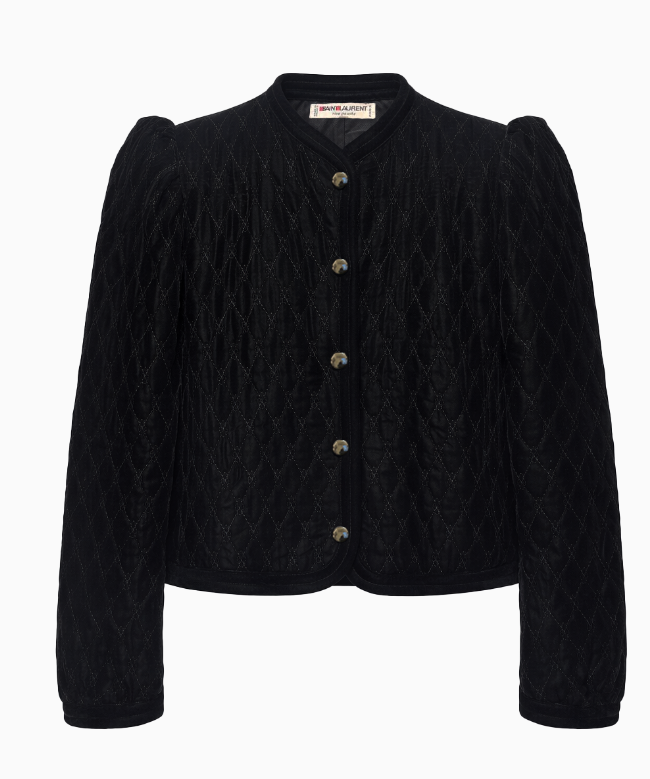 Location et Achat Veste Yves Saint Laurent, modèle Matelassée en Velours Noir Collection 1977 1