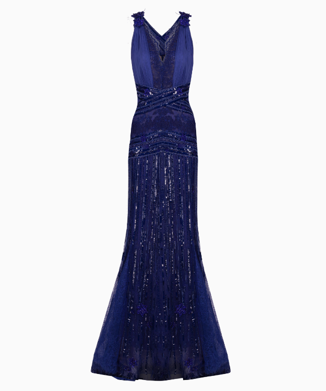 Location Robe de soirée Zuhair Murad, modèle Blue Lace And Crystal 2