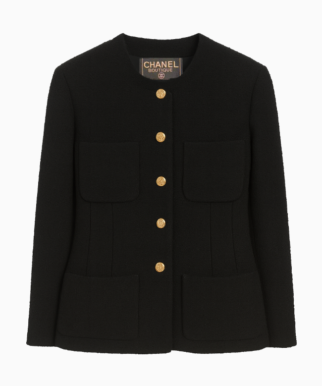 Location et Achat Veste Chanel, modèle Boutique noir intemporel