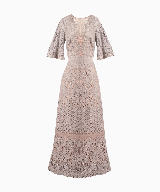 Location Robe de soirée dentelle TADASHI SHOJI. Le créateur japonais signe une robe longue d'inspiration estivale grâce à sa couleur douce. 2