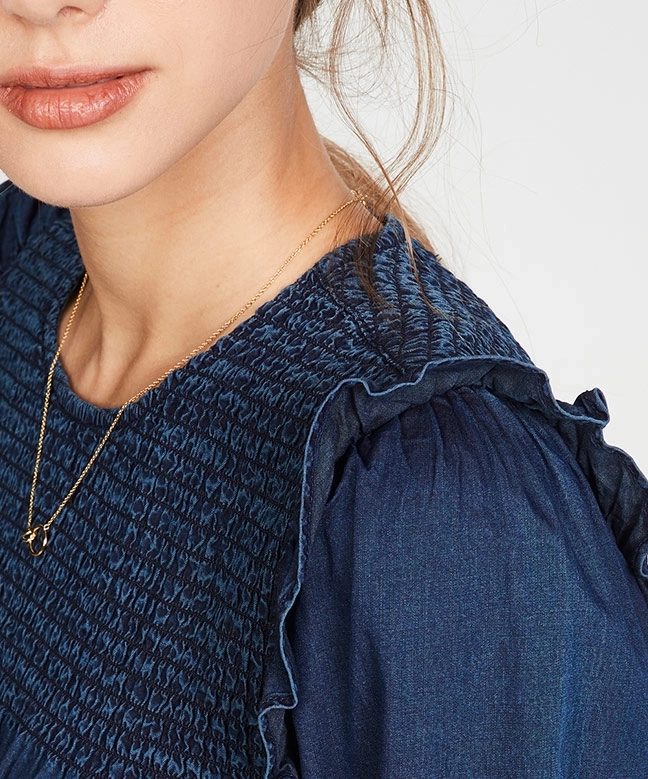 Location Robe de soirée MADEWELL Indigo Ruffle Neck Smocked Babydoll 2