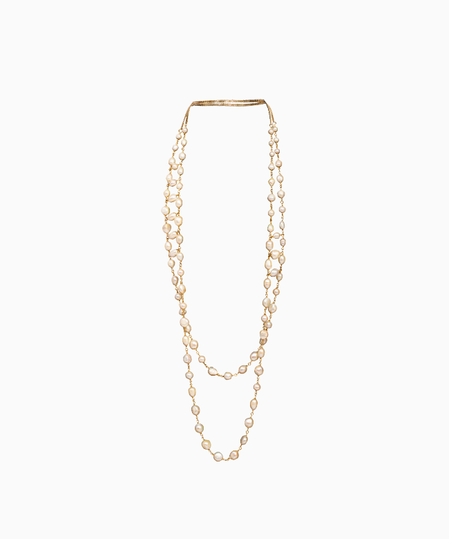 Location Sautoir Maud T Bijoux, modèle Pop Corn Blanc