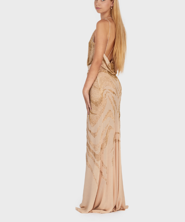 Location Robe de soirée Roberto Cavalli, modèle Sirena Dorée 2