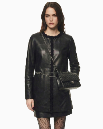 Veste Cuir Frangé Noir