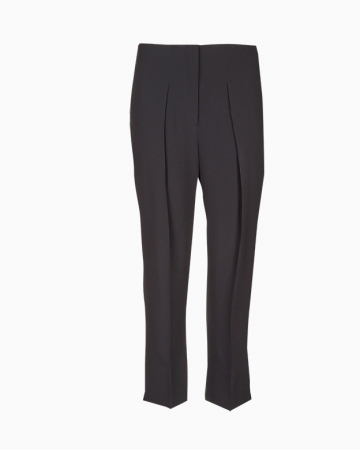 Pantalon droit taille haute en crepe