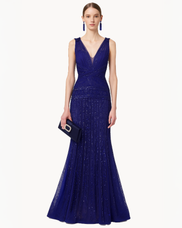 Robe Blue Lace And Crystal