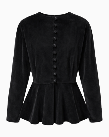 Veste Velours Noir Coupe Péplum