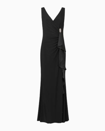 Robe Noir Drapé Cristal
