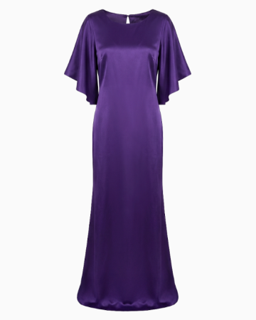 Robe Satin Violet Drapé