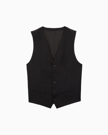 Gilet de Costume Noir en Laine