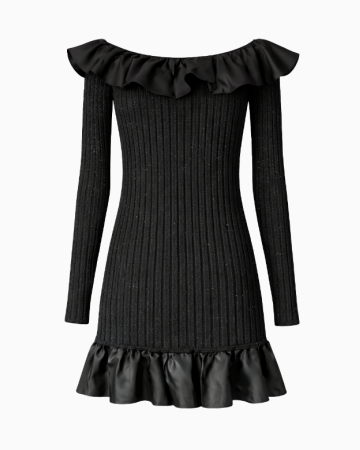 Robe Maille Bardot À Volants