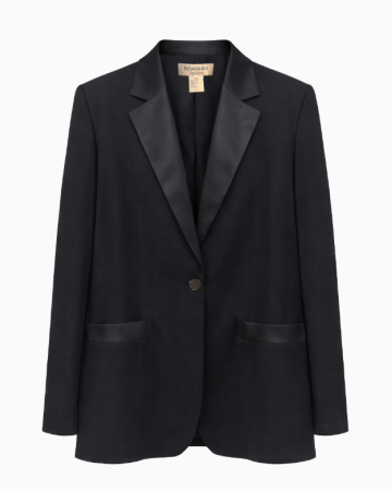 Veste Blazer Noir À Revers Satinés Rive Gauche FW1992