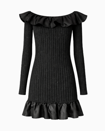 Robe Maille Bardot À Volants