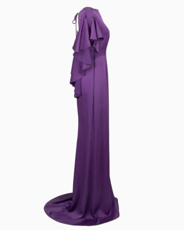 Robe Satin Violet Drapé
