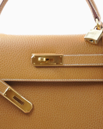Sac à main Hermès Kelly 32 cm en cuir Courchevel gold