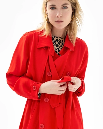 Manteau Long rouge