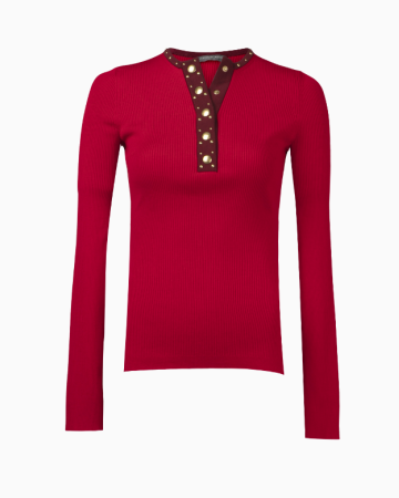 Top Red Knit Henley