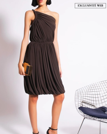 Robe Asymétrique Jersey Marron