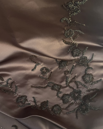 Étole Marron Motifs Perles