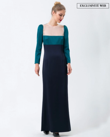 Robe Décolleté Carré Bleu