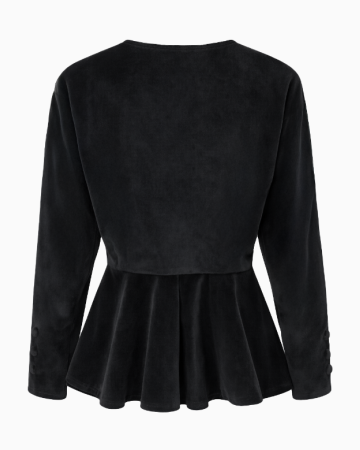 Veste Velours Noir Coupe Péplum