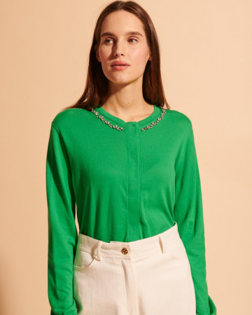 Cardigan Col Bijoux