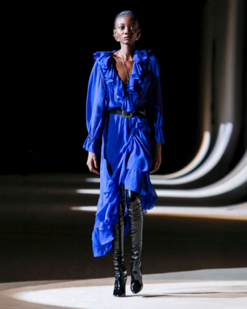 Robe Volants Fluide Bleu Électrique Fw2020