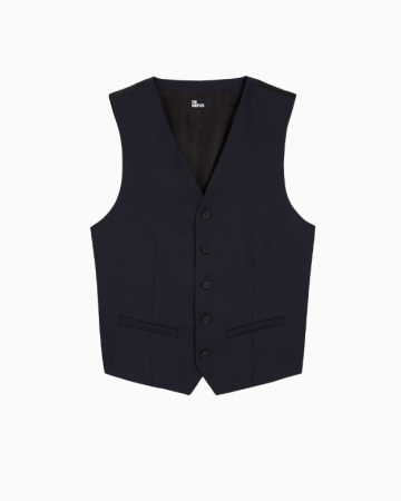 Gilet de Costume Bleu Marine en Laine