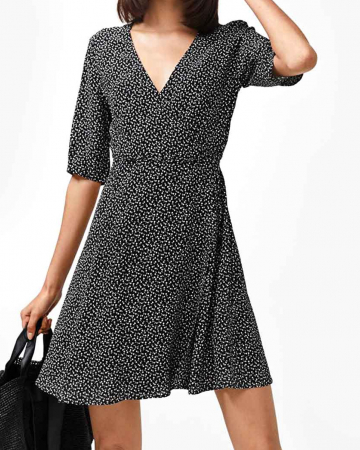 Robe Floral Wrap Dress Black-Exclusivité web
