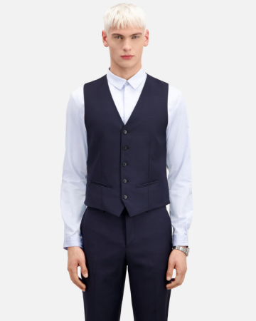 Gilet de Costume Bleu Marine en Laine