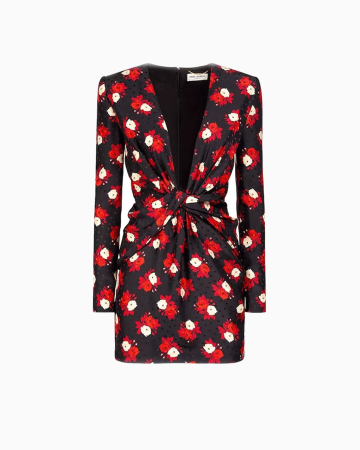 Robe Silk Red Flowers