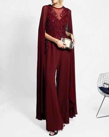 Combinaison Cape Dentelle Bordeaux