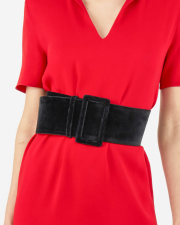 Ceinture Large en Daim Noir