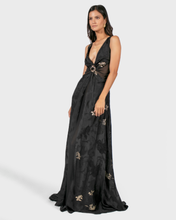Robe Jacquard Noir et Doré
