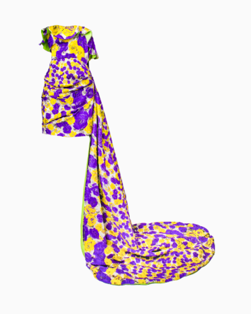 Robe Bustier Traine Violette et Jaune