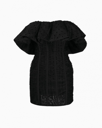 Robe Polka Dot Ruffled Mesh