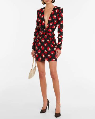 Robe Silk Red Flowers