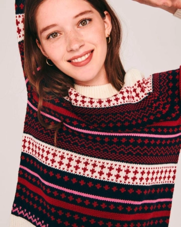 Pull Bleu Nuit à Imprimé Ecossais