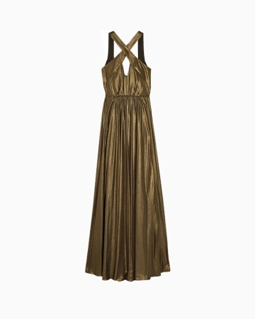 Robe Cutout Pleated Lamé Gown-Exclusivité web