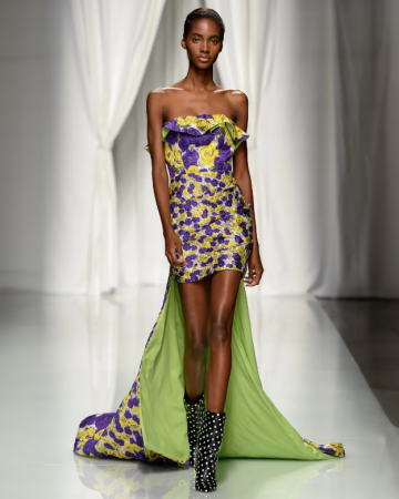 Robe Bustier Traine Violette et Jaune