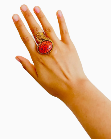 Bague Arty Cabochon Corail Circa 2000