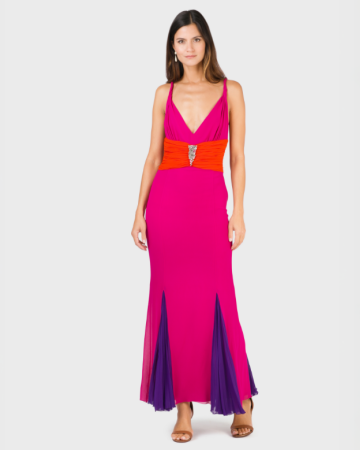 Robe Drapée Bicolor