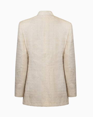 Veste Tailleur Structuré Tweed Ivoire
