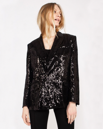 Veste croisée noire paillette